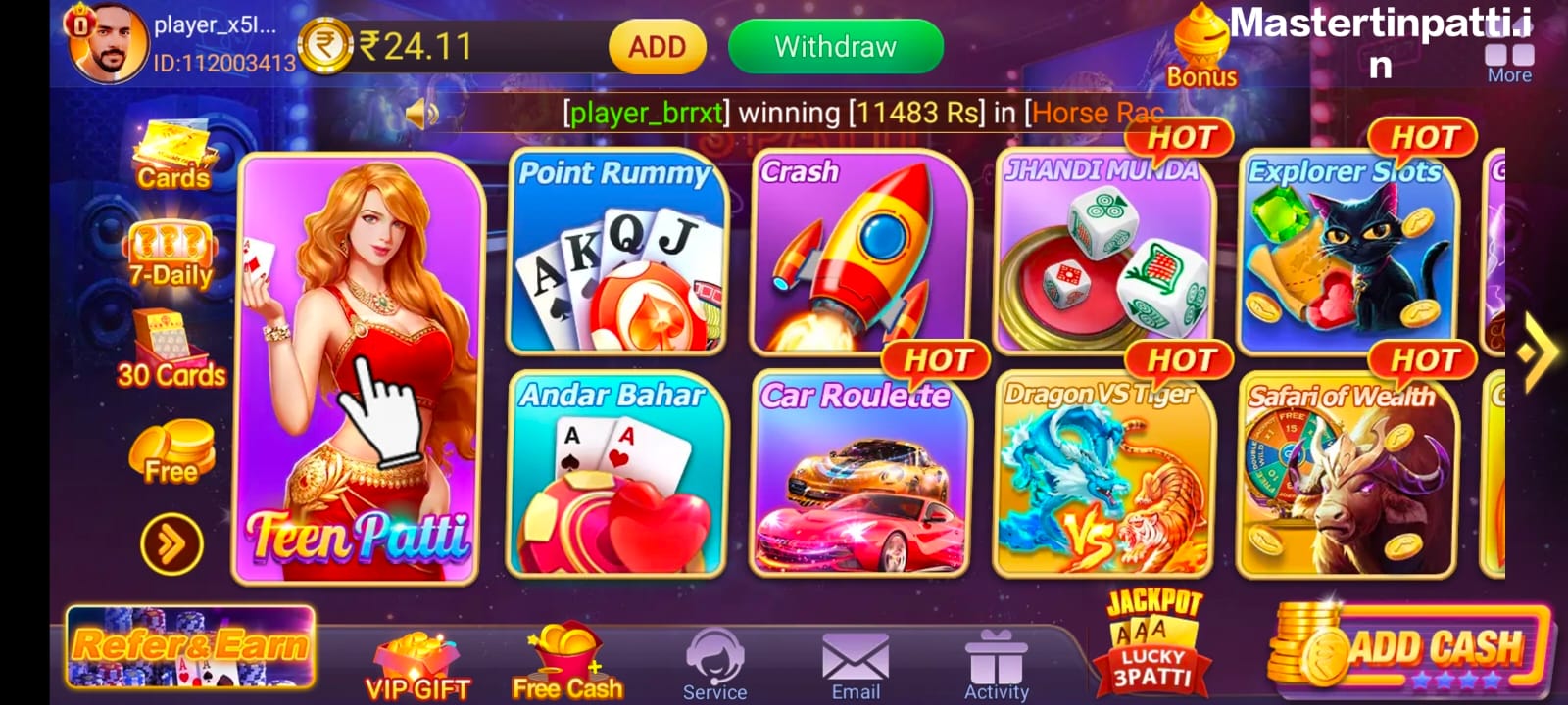Available Games Teen Patti Master 2024