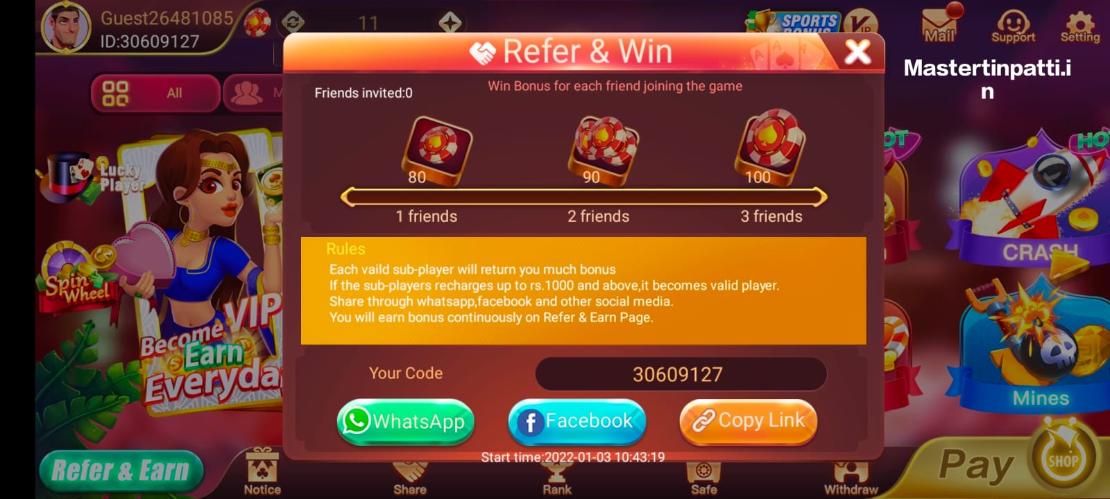 Refer & Earn Teen Patti Master Hack